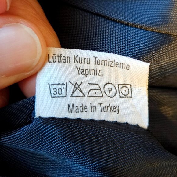 Vintage Turkish Tekbir Modest Coat 80s/90s Navy Red Woven Jacquard 6 8 38 - Picture 7 of 15